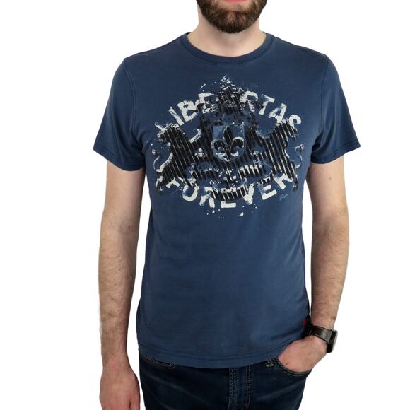 Y2k Express Men's Navy Blue Regal Graphic T-Shirt Small - Picture 1 of 6